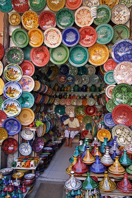 Vibrant market scene in Morocco